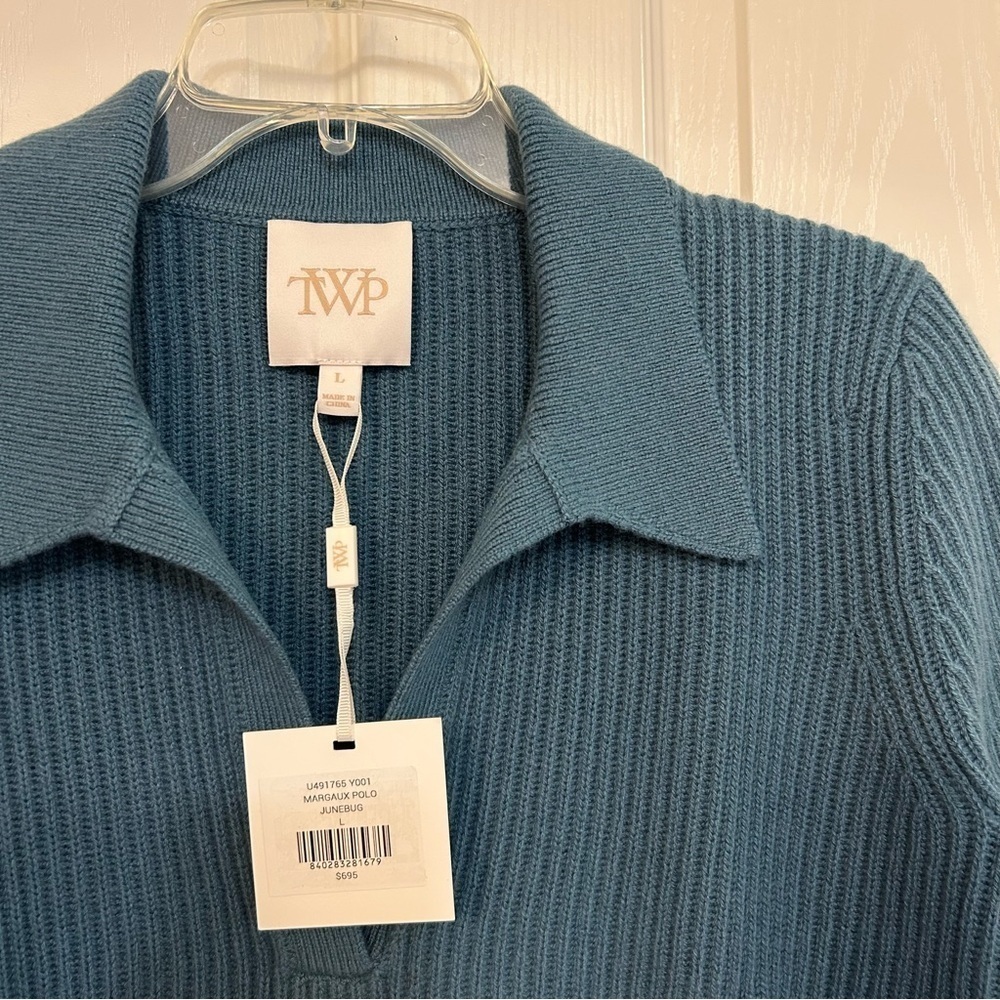 TWP Margaux Johnny Collar Cashmere Top in Junebug - Picture 7 of 11